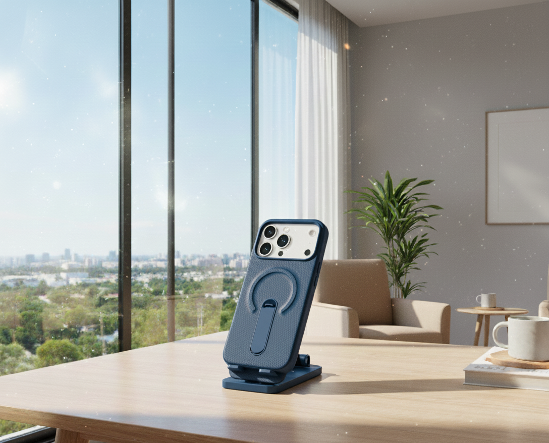 Luxury Leather MagSafe Case with Ring Kickstand for iPhone