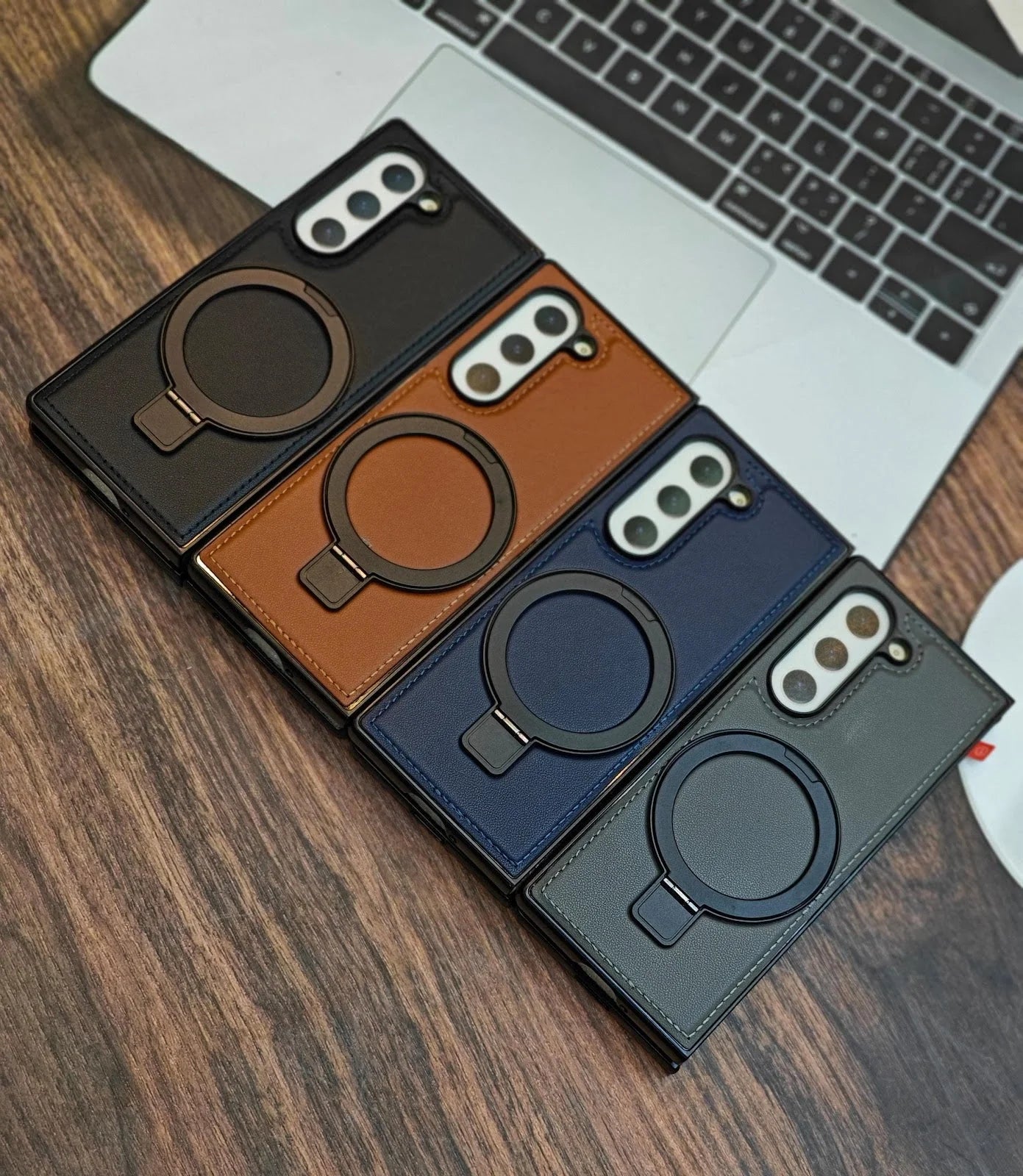 Luxury Leather MagSafe Ring Case – For Samsung Z Fold Series