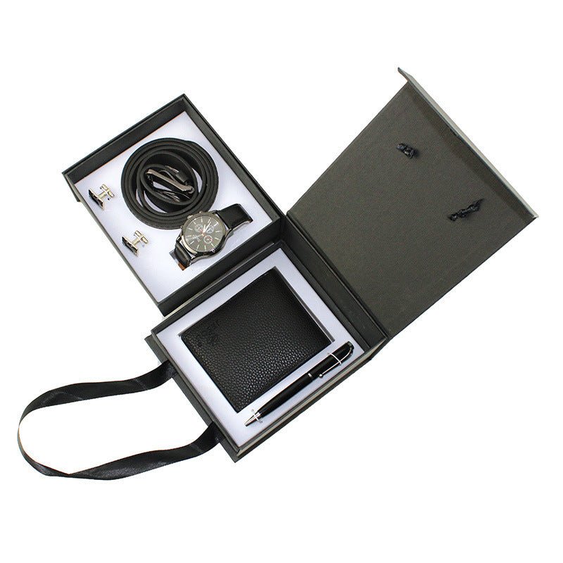 Men's Creative Packed Gift Box Watches Set Quartz Wrist Watch Belt Wallet