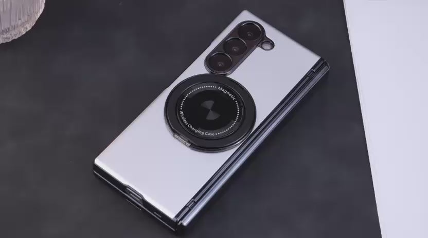 Magnetic Ring Kickstand Case with Tempered Glass
