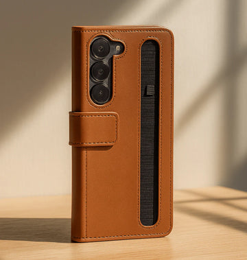 UrbanGrip Leather Folio Hand‑Strap Case