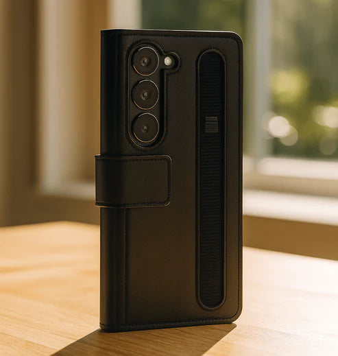 UrbanGrip Leather Folio Hand‑Strap Case