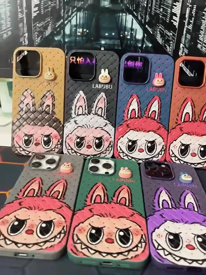 Labubu - 3D Bunny Woven‑Texture Protective iPhone Case